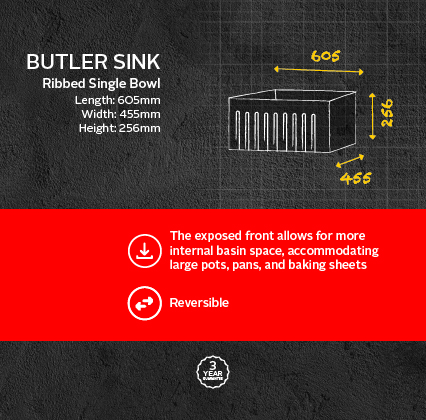BUTLER SINK - Ribbed Single Bowl