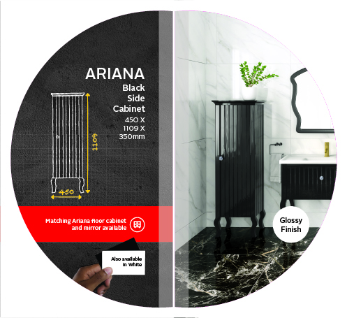 Ariana Black Side Cabinet 450x1109x350mm