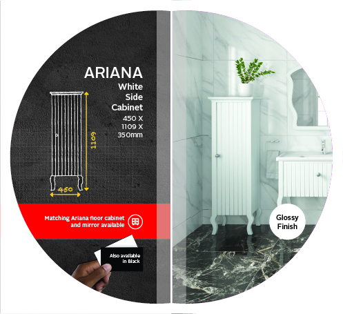 Ariana White Side Cabinet 450x1109x350mm