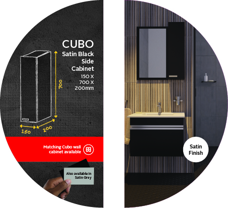 Cubo Satin Black Side Cabinet