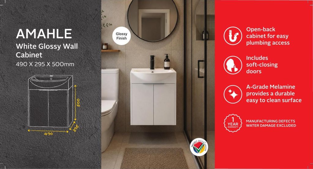 BSCBAMA500CW — Amahle White Glossy Wall Cabinet