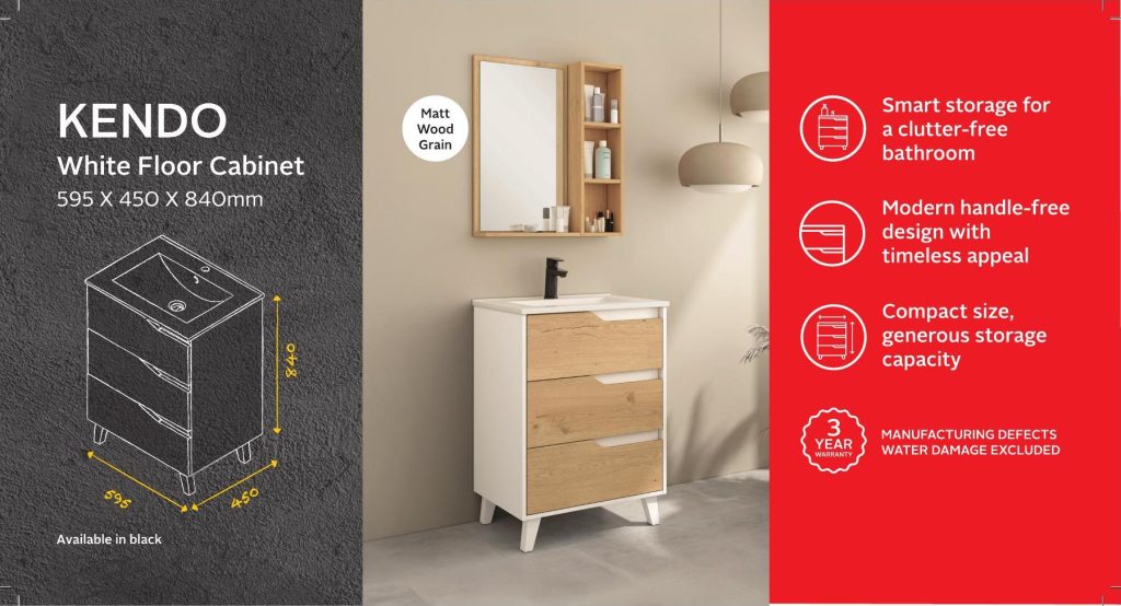 BSCBKEN595CW — Kendo White Floor Cabinet
