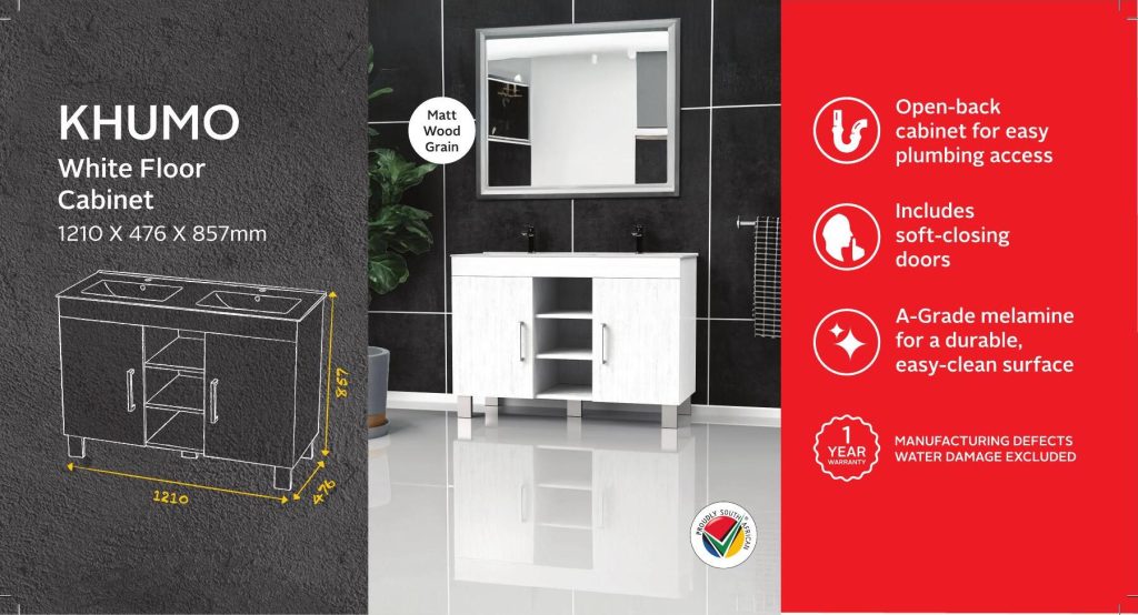 BSCBKHU1200CW — Khumo White Floor Cabinet