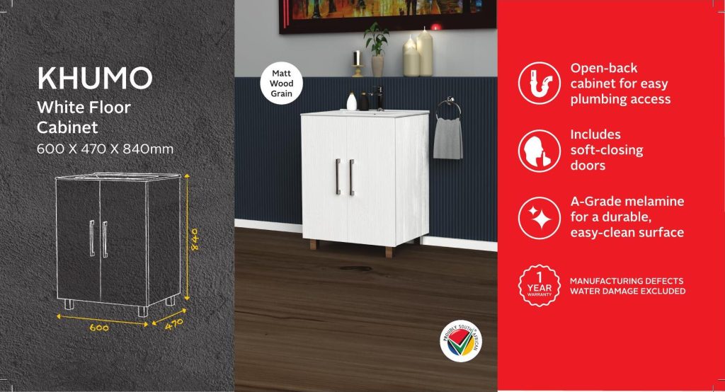 BSCBKHU600CW — Khumo White Floor Cabinet