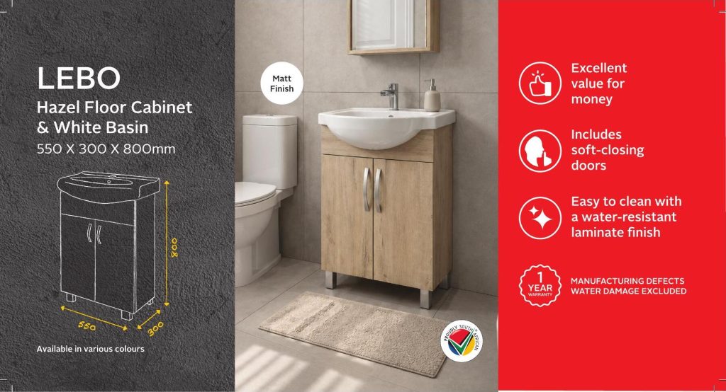 BSCBLEB550CH — Lebo Hazel Floor Cabinet & White Basin