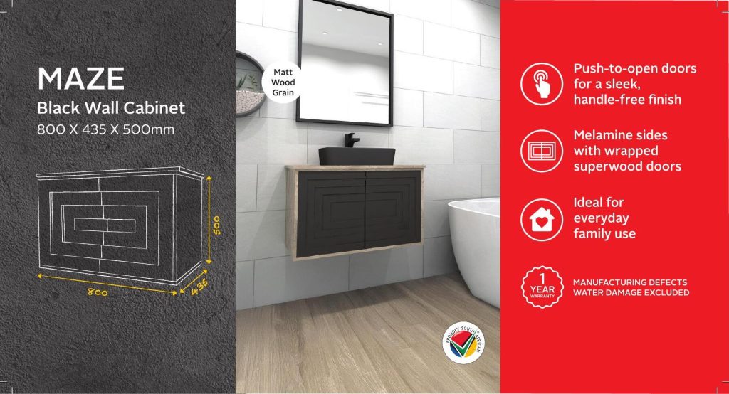 BSCBMAZ800CB — Maze Black Wall Cabinet