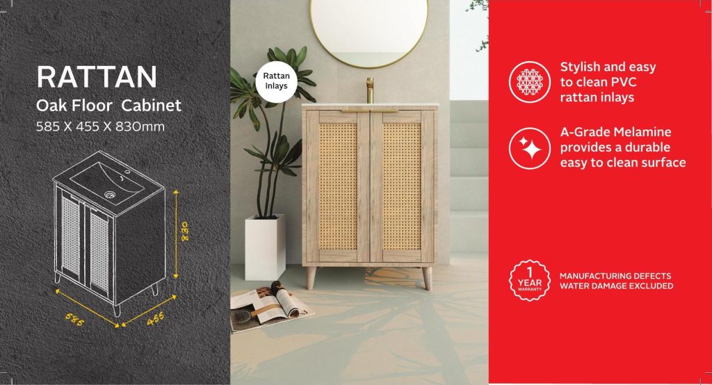 BSCBRAT600CO — Rattan Oak Floor Cabinet