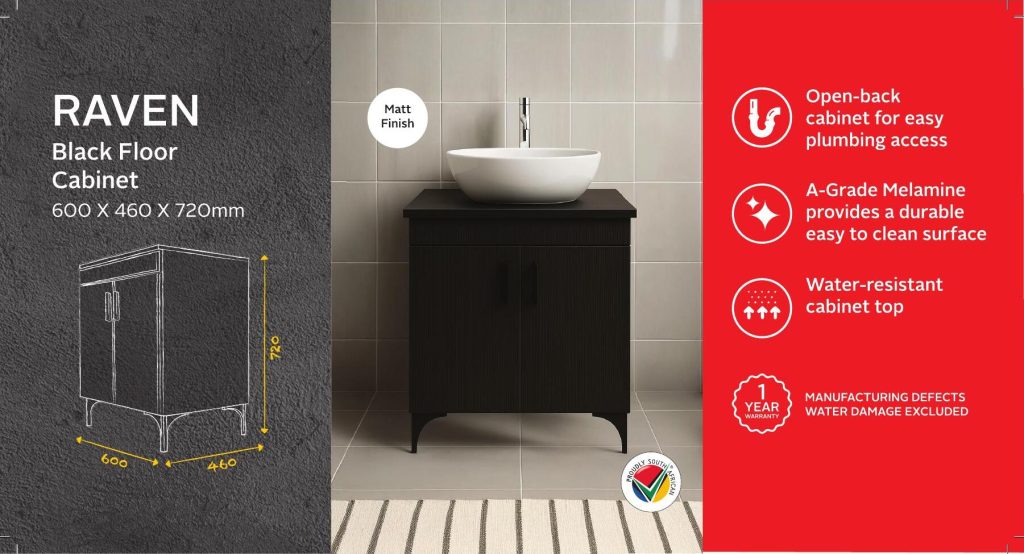 BSCBRAV600CB — Raven Black Floor Cabinet