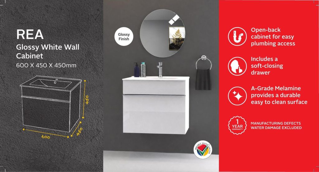 BSCBREA600CW — Rea Glossy White Wall Cabinet