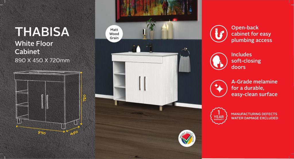 BSCBTHA900CW — Thabisa White Floor Cabinet