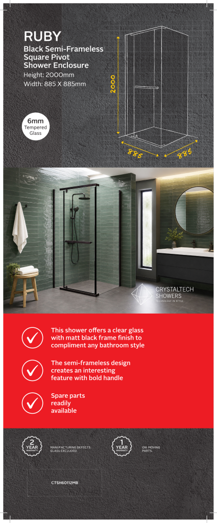 RUBY SHOWER ENCLOSURE - CTSH60112MB