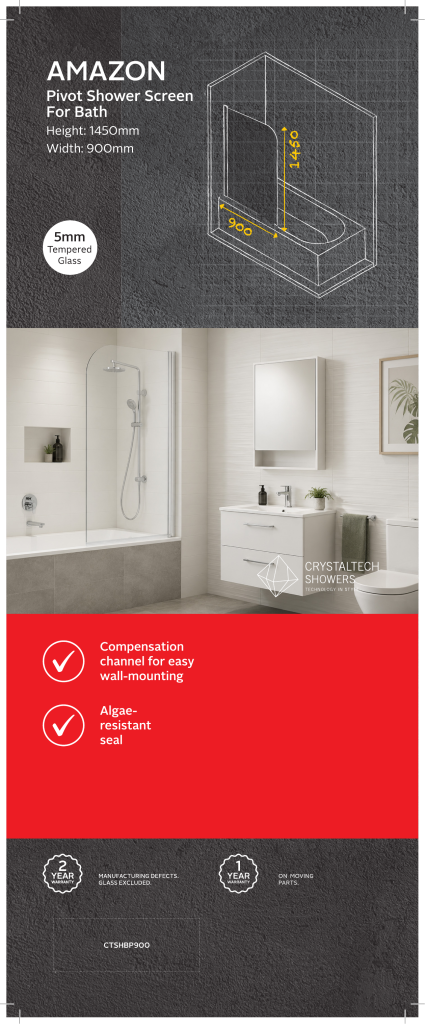 AMAZON SHOWER SCREEN FOR BATH - CTSHBP900