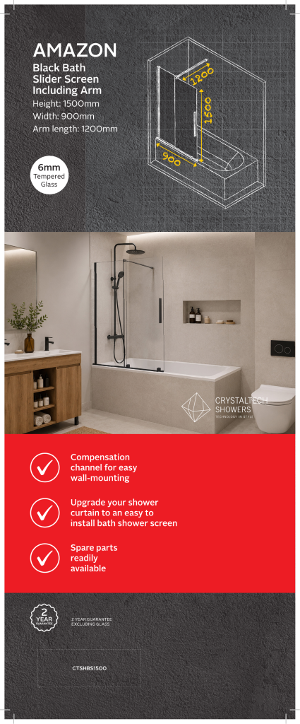 AMAZON SHOWER SCREEN FOR BATH - CTSHBS1500