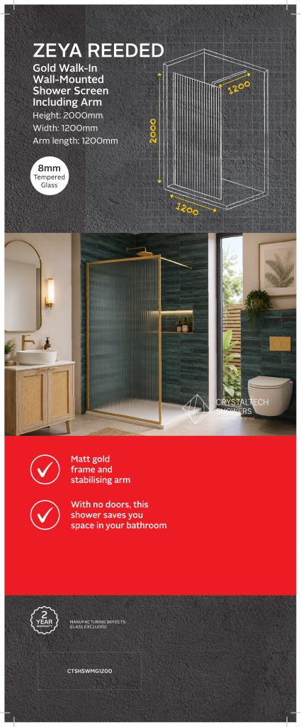 ZEYA REEDED SHOWER SCREEN - CTSHSWMG1200