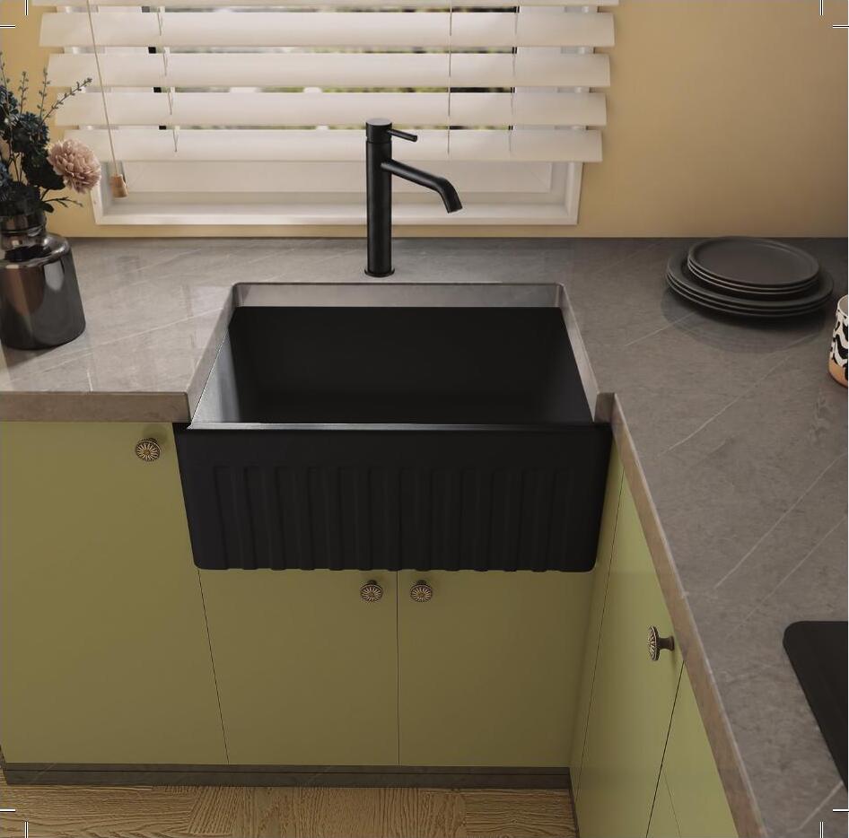 BUTLER SINK — FTKS1006 — Butler Sink, Black Ribbed Single Bowl